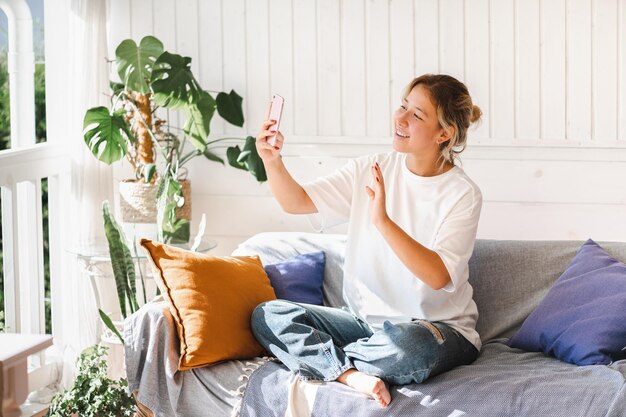 Girl talking on video call