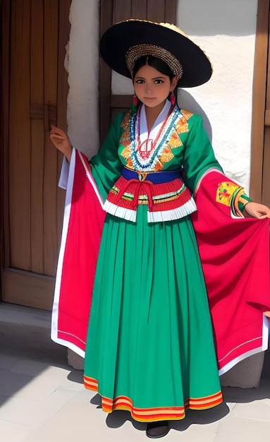 A girl in a traditional dress from the people of the republic of korea