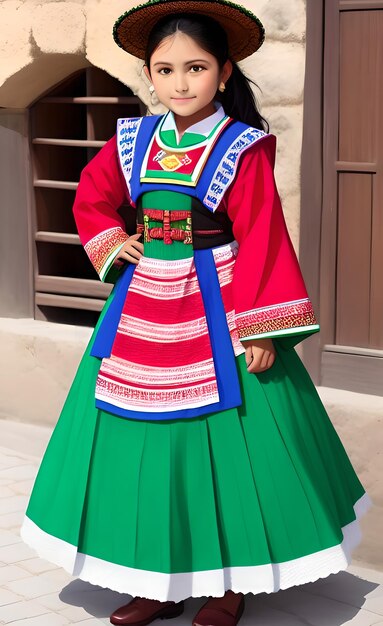 A girl in a traditional dress with the word pyeongchang on the front.