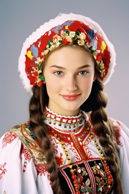 Photo a girl in a traditional russian dress