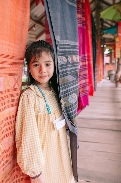 Girl travel to bantailue cafe nan province thailand