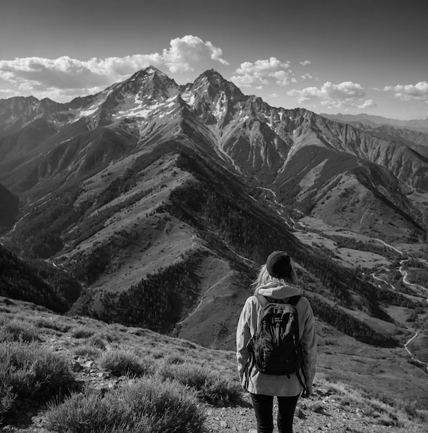 Girl traveling in the mountains