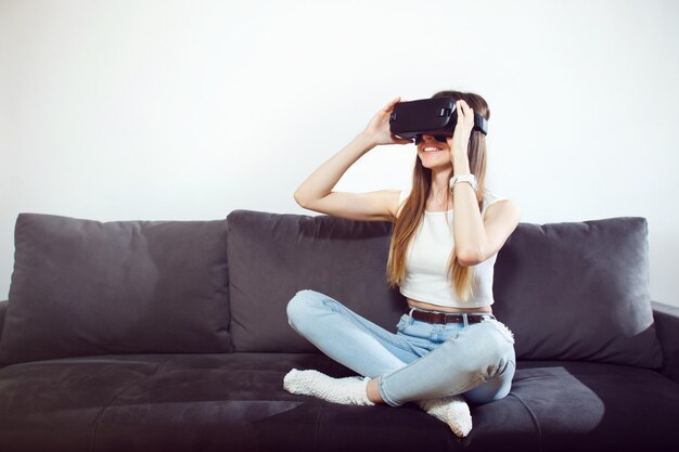 Girl Use VR Headset