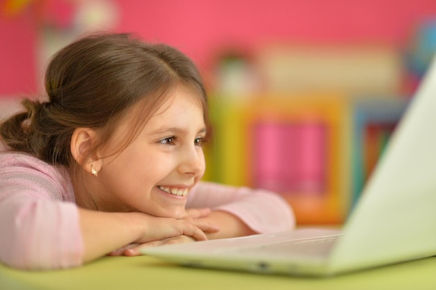 Girl using laptop