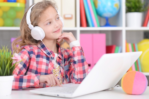 Girl using modern laptop