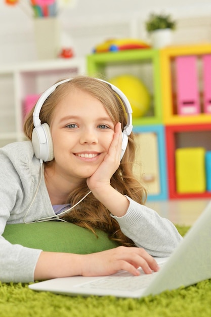 Girl using modern laptop