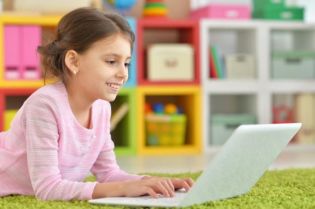 Girl using modern laptop