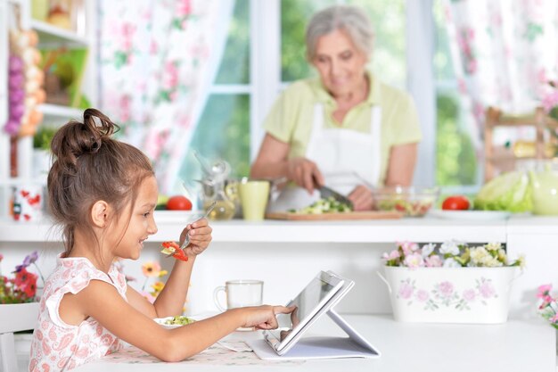 Girl using tablet