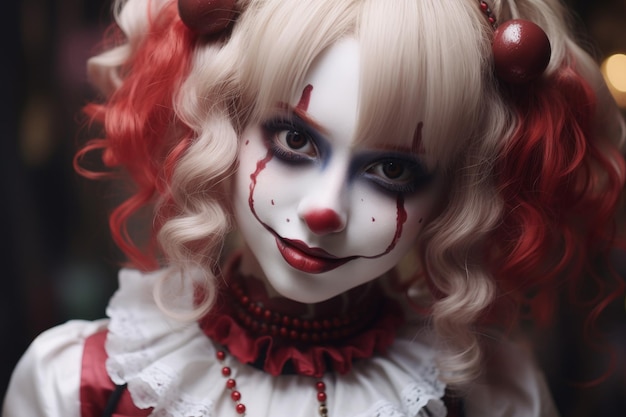 Girl vampire clown smile Generate Ai