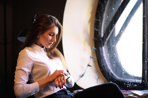 A girl in a vintage cafe