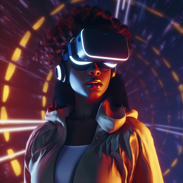 Девушка в очках виртуальной реальности Иллюстрация AI GenerativexA