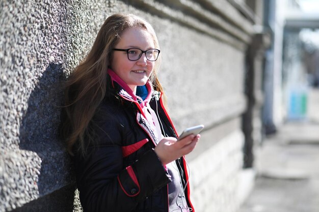 Girl on a walk in sunny weather