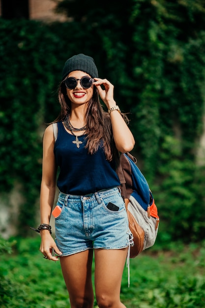 girl walking on the grass