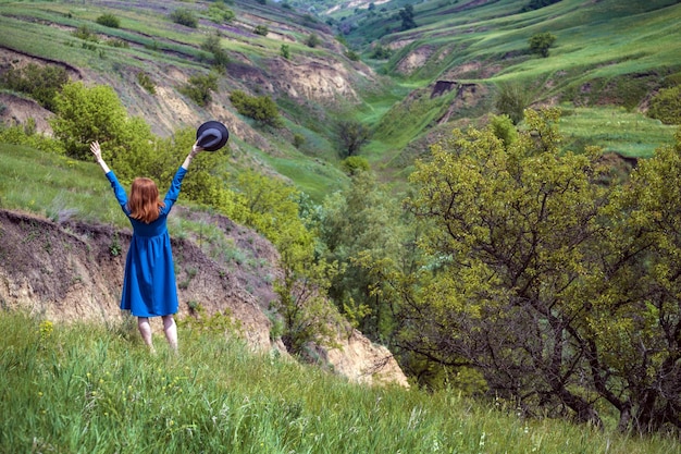 Girl walks at the outdoor