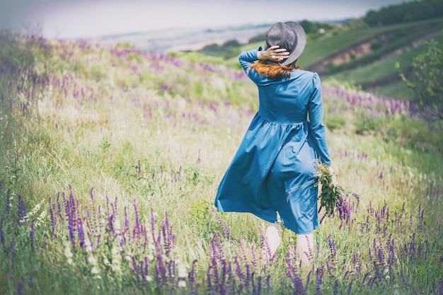 Girl walks outdoor