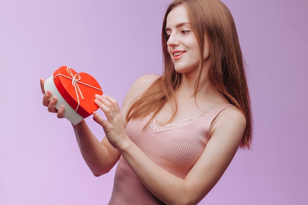 Girl was given a gift box heart