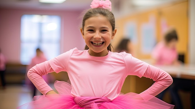 Photo girl wear pink day