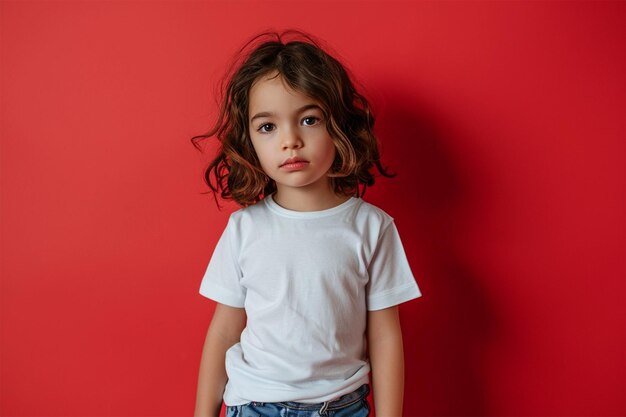 Girl wearing bella canvas white shirt mockup