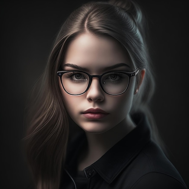 A girl wearing glasses photography