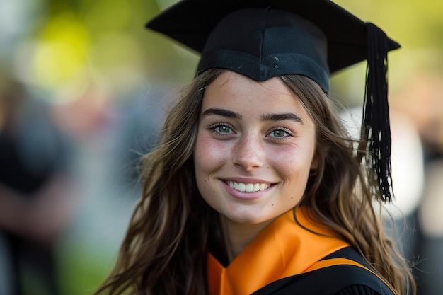 a girl wearing a graduation cap and gown