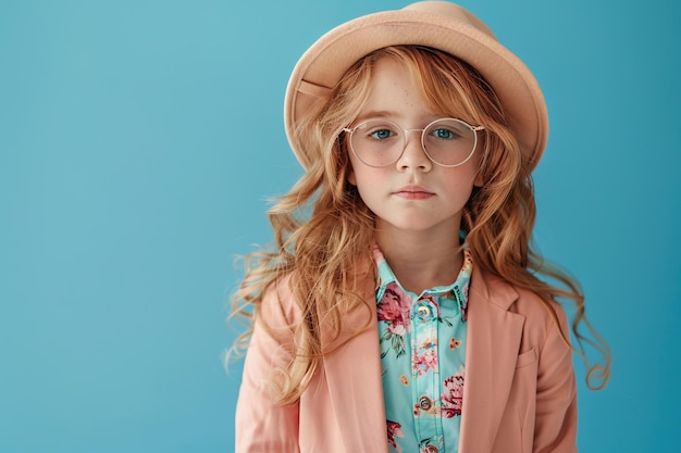  A girl wearing a hat and glasses | Premium AI-generated image
