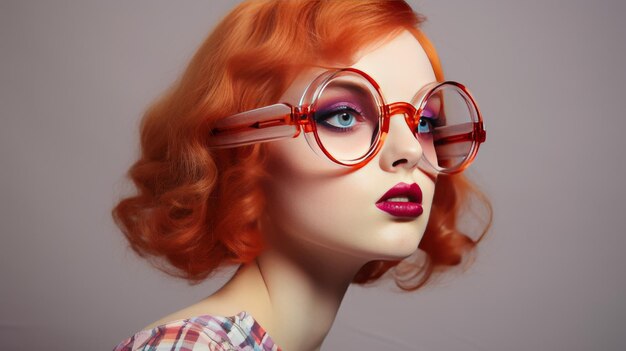 Girl Wearing Vintage Round Glasses