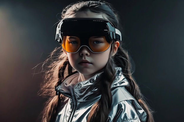 Girl wearing VR glasses virtual reality headset or VR glass isolated generated ai