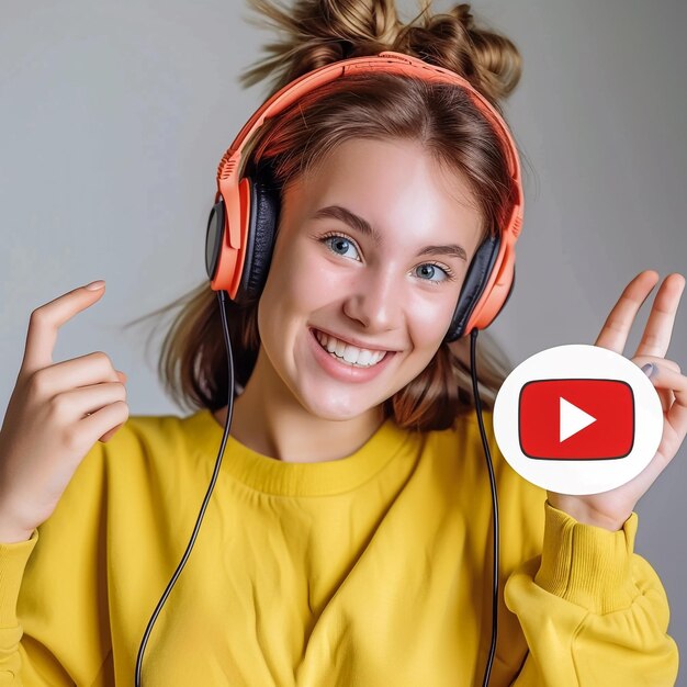 a girl wearing a yellow shirt with the word  on it