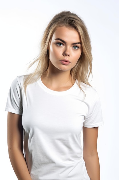 Foto una ragazza con una maglietta bianca