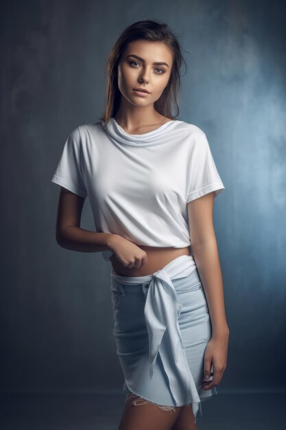 Photo a girl in a white top and a white top