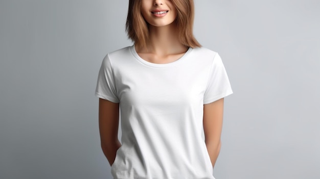 写真 白い女の子のtシャツのモックアップ