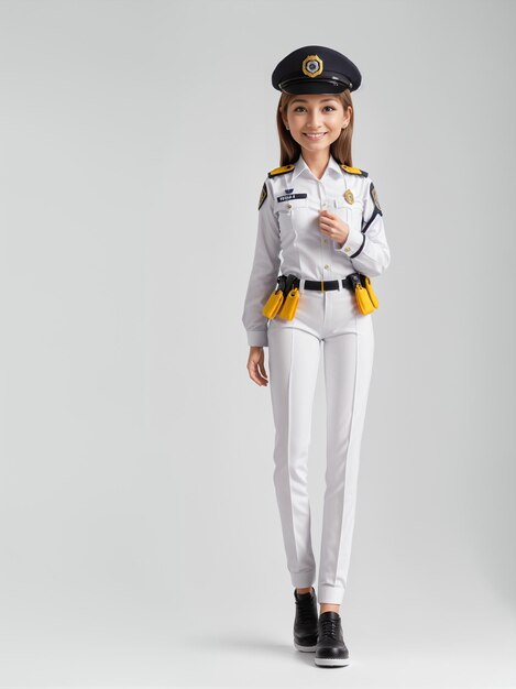 a girl in a white uniform