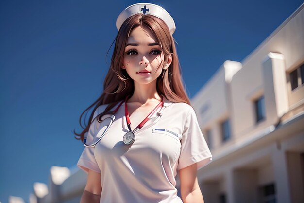 The girl in the white uniform