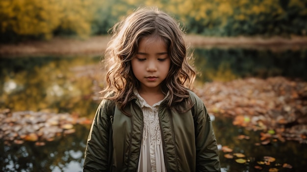 Photo a girl who was in the lake