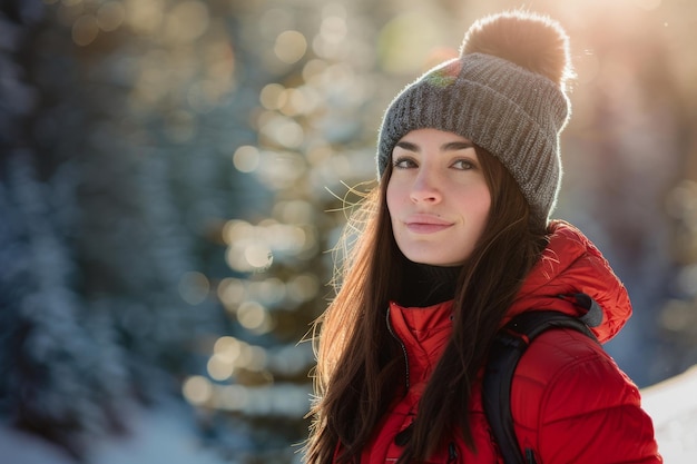 Foto ragazza in inverno con vestiti caldi da inverno