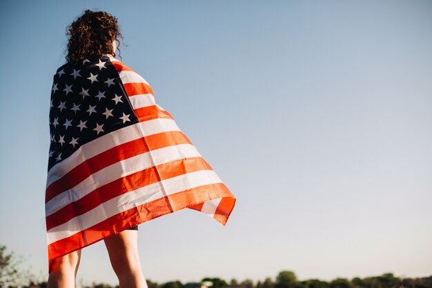 Premium Photo | Girl with an american flag independence day