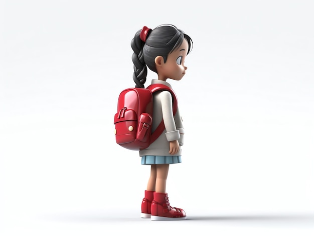 A girl with a backpack on her back