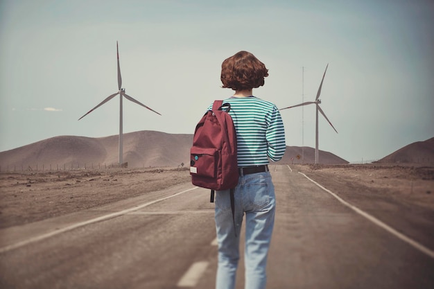 Girl with a backpack