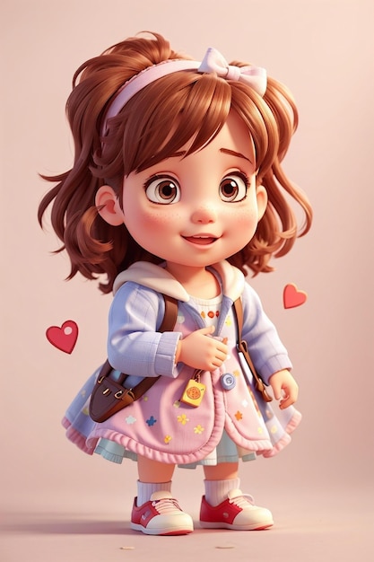 a girl with a bag of hearts and a bag