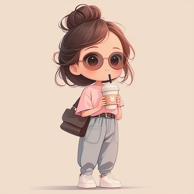 Photo a girl with a bag that says  she is holding a cup of coffee