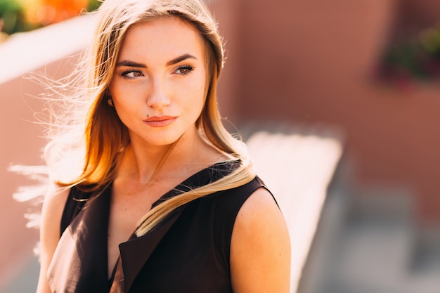 A girl with a beautiful makeup . close-up