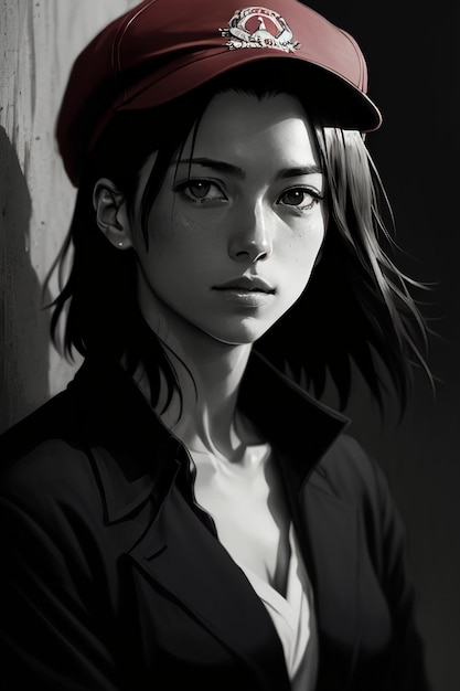 A girl with a beret on her head