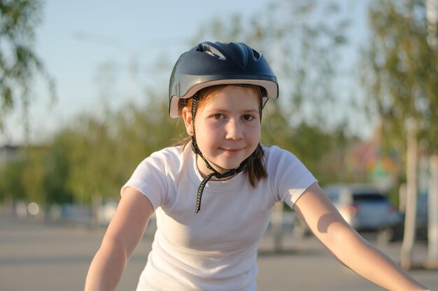 Girl with a bike in the park 11 year old girl on a bicycle