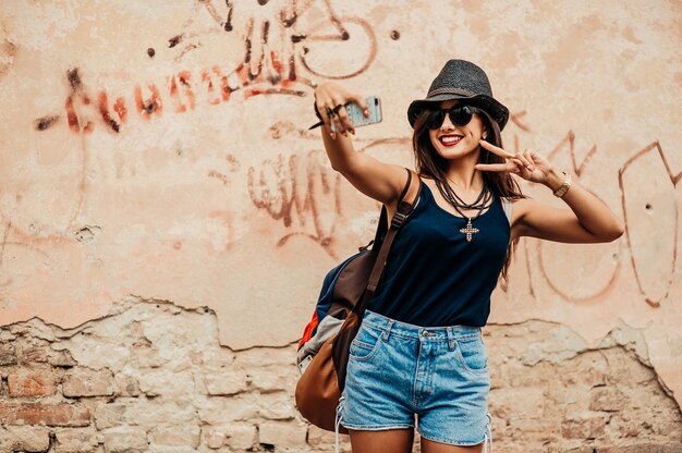 girl with black hat