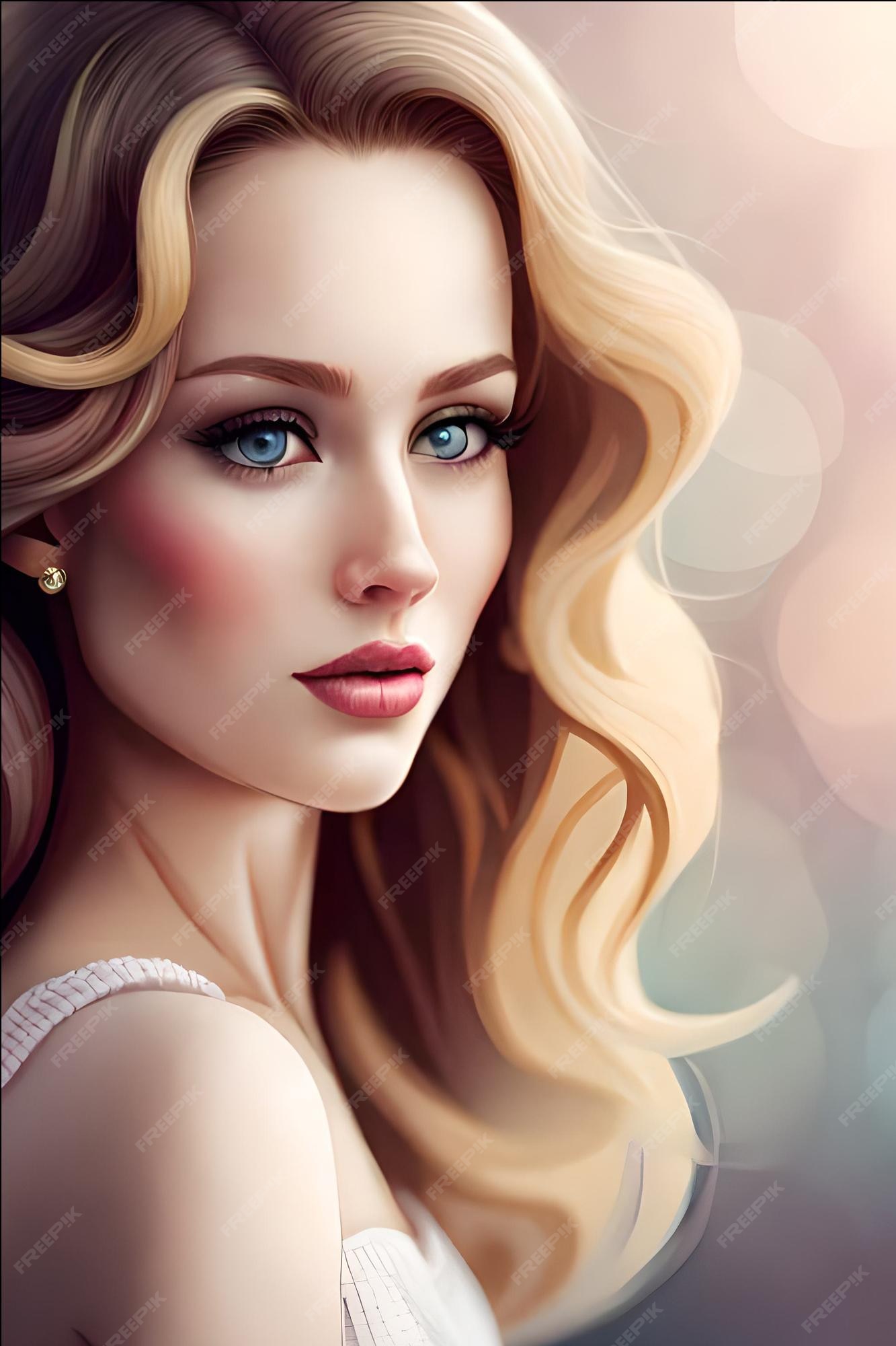 Premium AI Image A girl with blonde hair and a pearl necklace