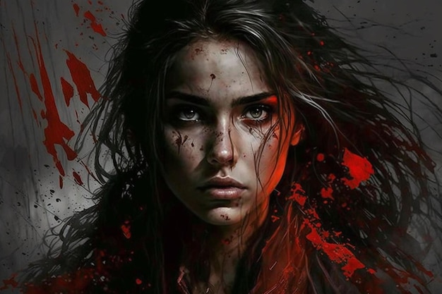 A girl with blood on her face