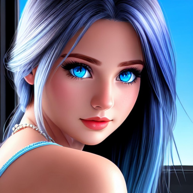 girl with blue eyes cartoon