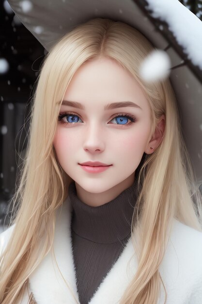 Photo a girl with blue eyes