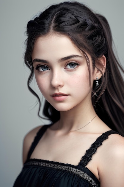 Premium AI Image | The girl with the blue eyes