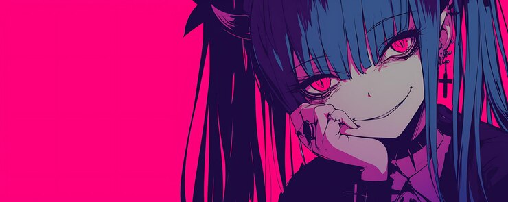 Photo the girl with the blue hair